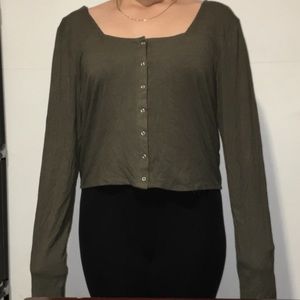 Army green crop top